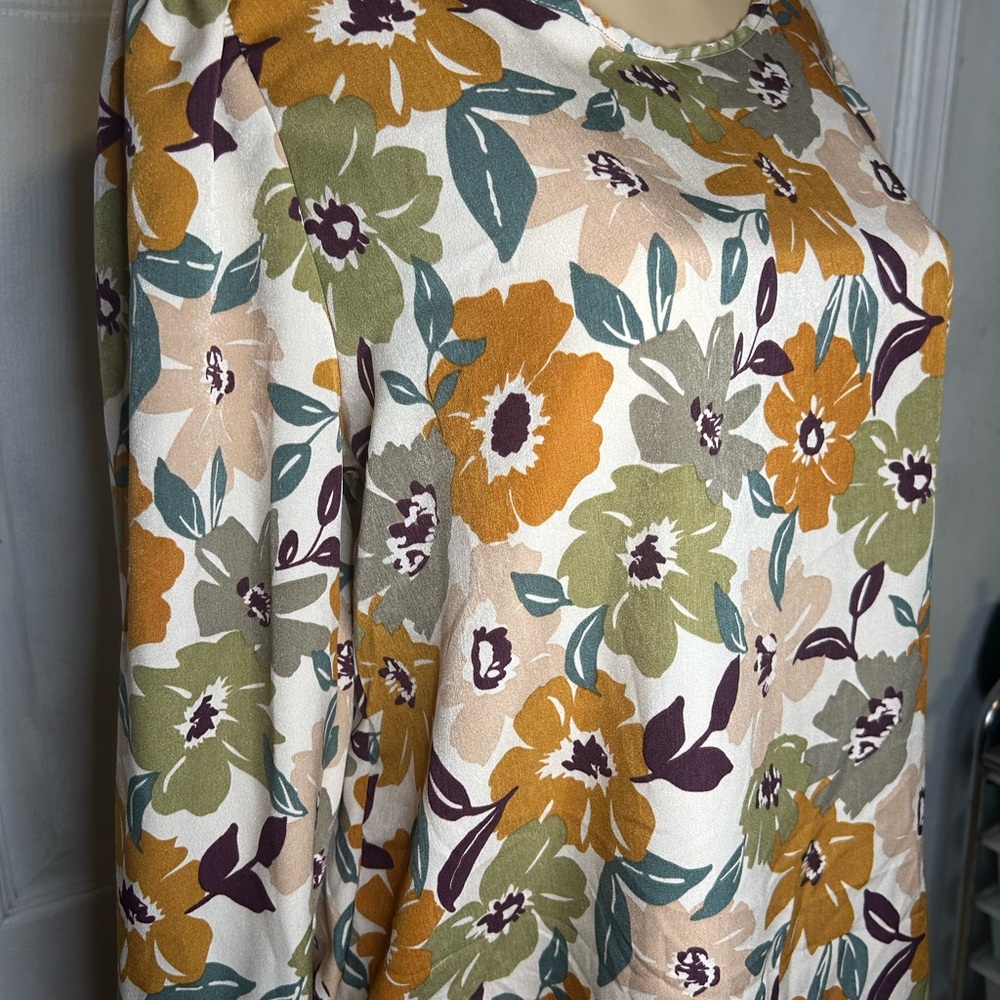 Floral Print Blouse in Mustard and Olive
